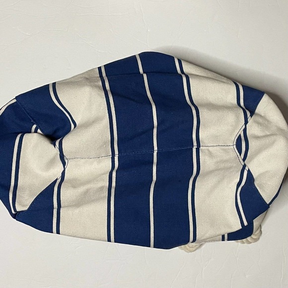 Lancome Blue & White Striped Canvas Tote Bag With Rope Handles - Picture 8 of 12